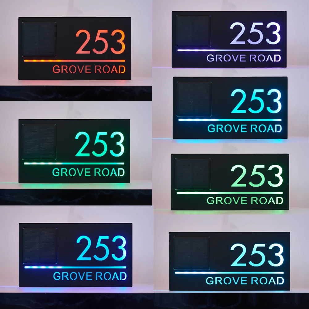 Персонализированный светодиодный солнечный внешний номер дома уличная