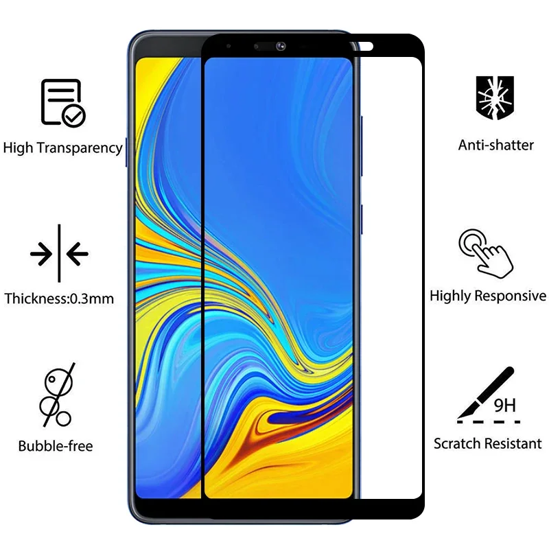 Защитный чехол из закаленного стекла 9d для samsung a7 a9 2018 на galaxy a 7 9 7a 9a a72018 a92018