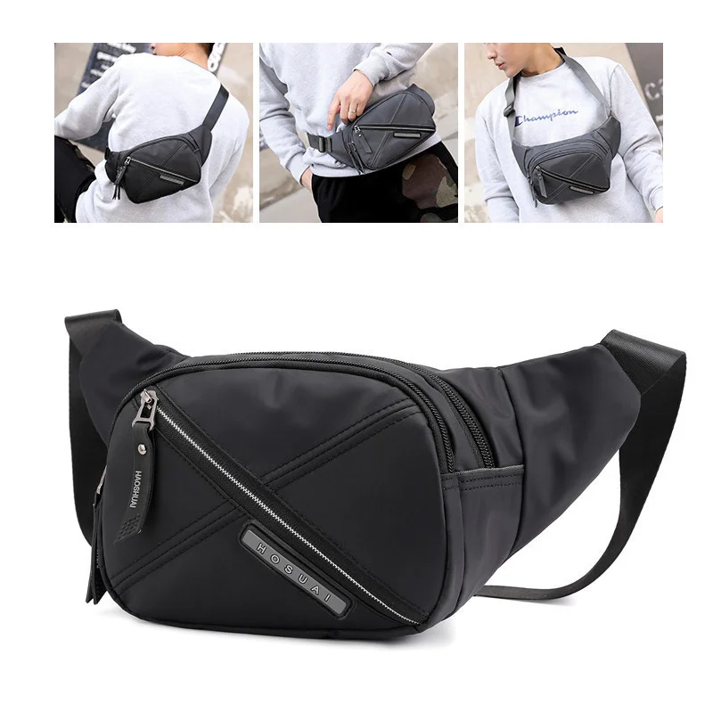 New men's waist bag multifunctional large capacity messenger bag outdoor fashion chest bag waterproof close fitting sports waist