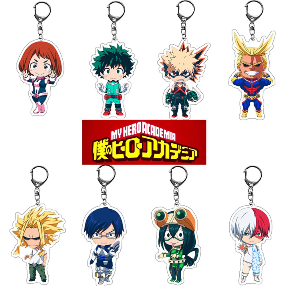 Fashion Japan Anime My Hero Academia Keychain Acrylic Double Sided Transparent key Chain Ring Accessories Women Men Jewelry Gift