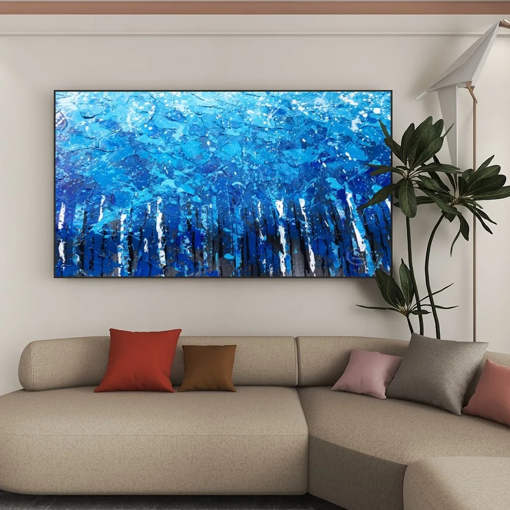 

Blue Forest Oil Painting Without Frame Handmade On Canvas Hanging For Living Dinner Room Bedroom Wall Art