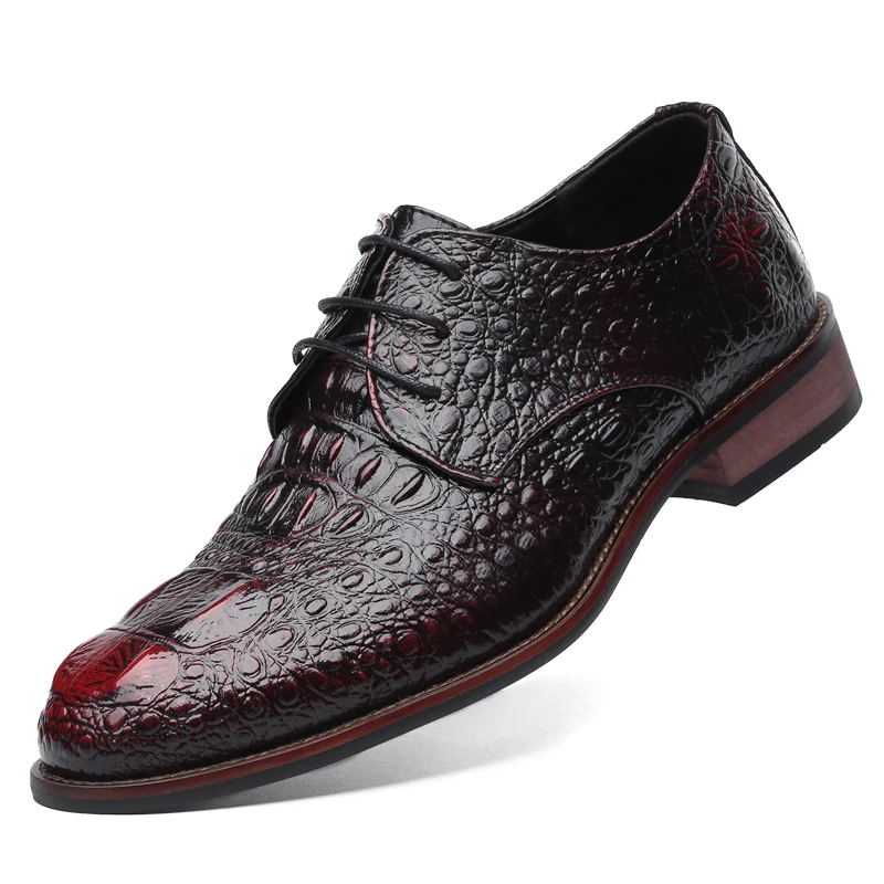 

Misalwa Men's Dress Alligator Leather Crocodile Shoes Men Casual Derby Pointed Toe Business Oxfords Lace-up Dress Shoes Low Top