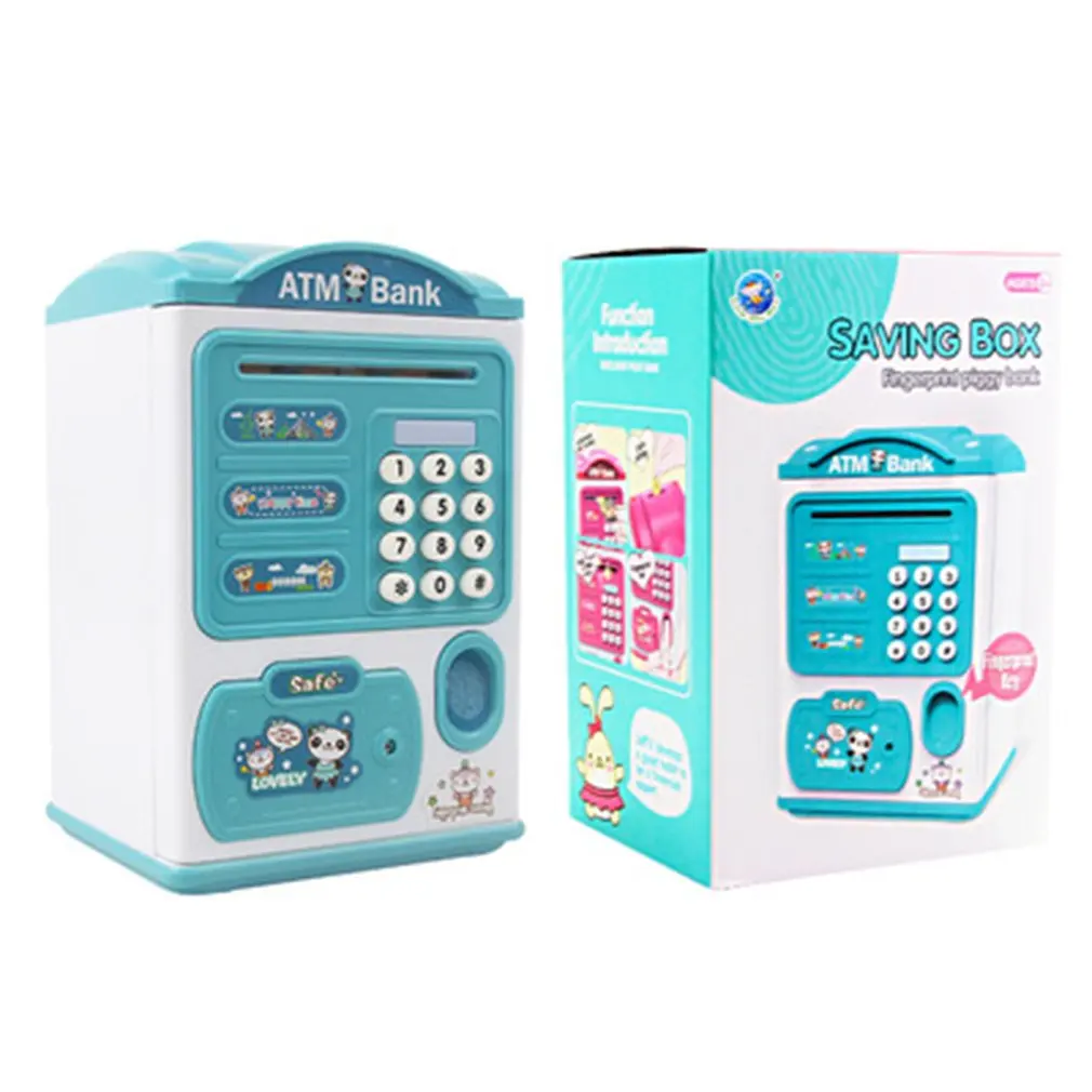 

Fingerprint Money Box ATM Password Save Electronic Piggy Banks For Paper Money Cartoon Child Piggy Bank Christmas Gift