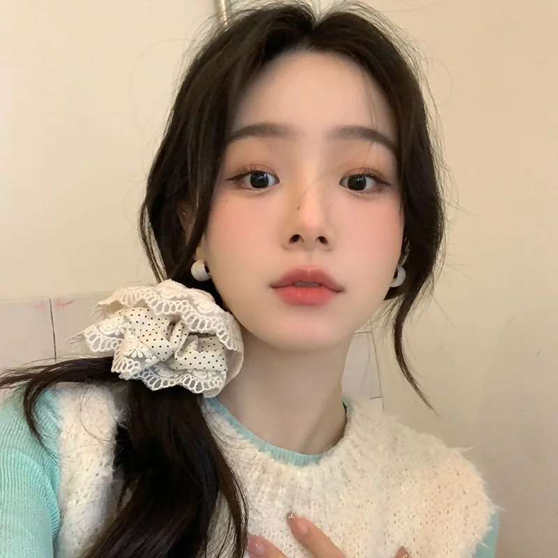 Корейская кремовая повязка для волос с толстой кишкой женская кружевная на
