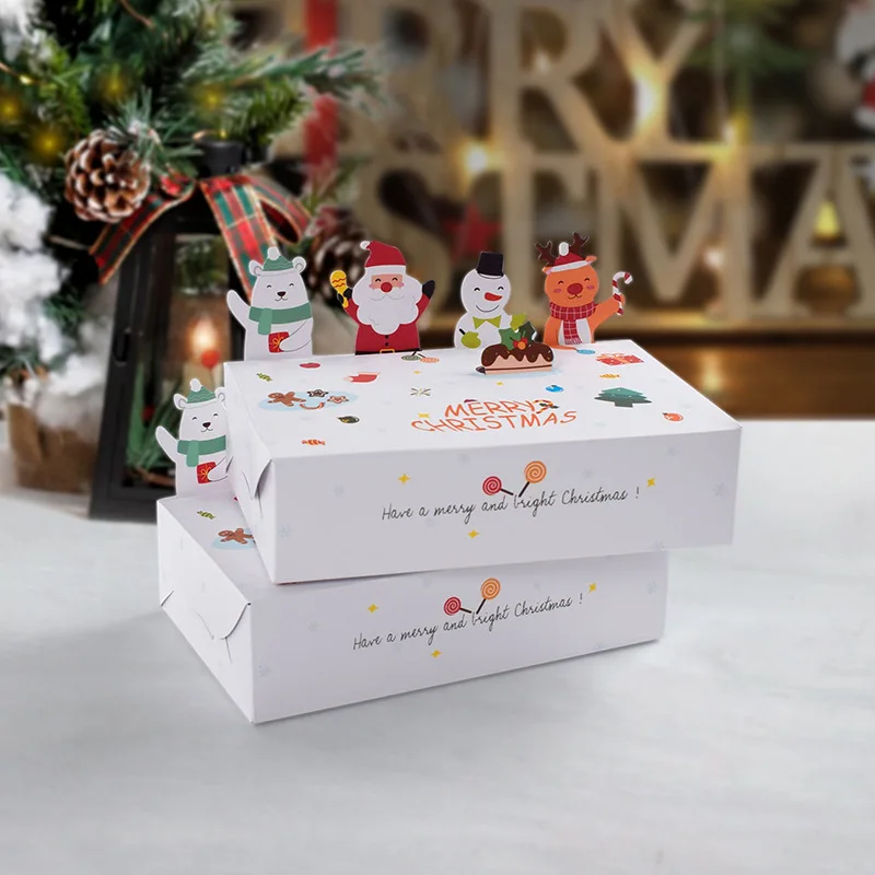 

10Pcs Merry Christmas Kraft Paper Candy Gift Box Cartoon Cookie Box 2023 Christmas Decoration Xmas Party Navidad New Year 2024