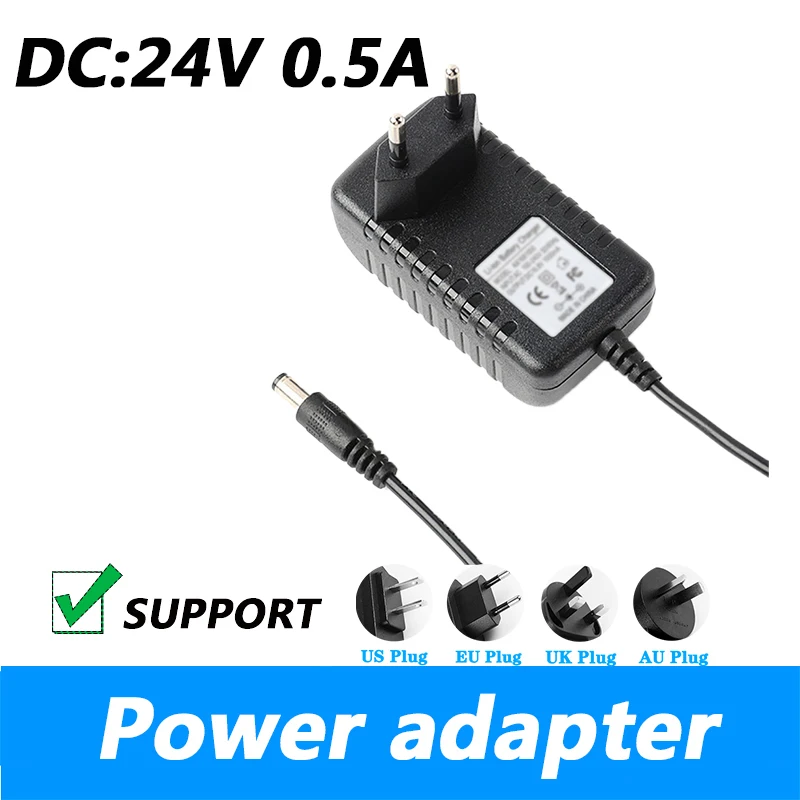 

Euro Standard Round Plug DC 24V 0.5A Power Supply 24V European Standard Power Adapter UK Plug AU Plug Adapter 5.5*2.1MM