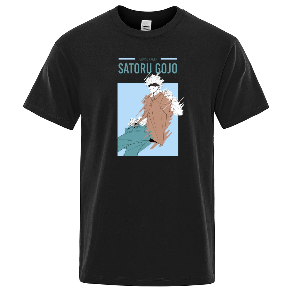 

Anime Satoru Gojo Printing Men'S T Shirt Loose Harajukua Pure Cotton Tees Summer O Neck Korean Tops All-Match Male T-Shirts