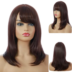 Your Style Synthetic Long Body Wave Wig For White Women Daily Use Long Wavy Wig Middle Part Brown Highlight Halloween Wigs
