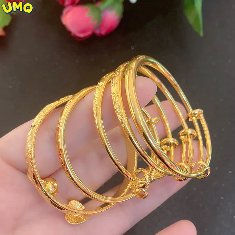 

Милый и милый браслет из чистого 24-каратного золота, гладкий ТОЛСТЫЙ цветной браслет с эффектом пуш-ап для мальчиков и девочек, ювелирные из...