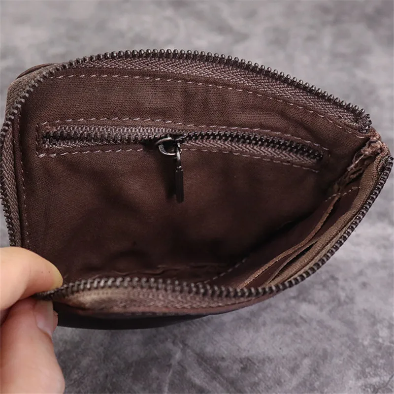 Vintage designer genuine leather men women's small wallets fashion casual natural real cowhide key case card case coin purse