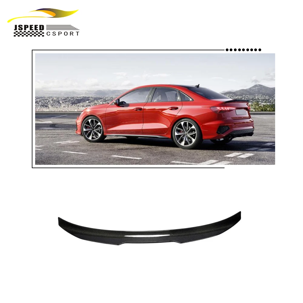 Фото Подходит для Audi A3 S3 RS3 седан, спойлер багажника из углеродного волокна, крыло 2021-2022, новая модель №1