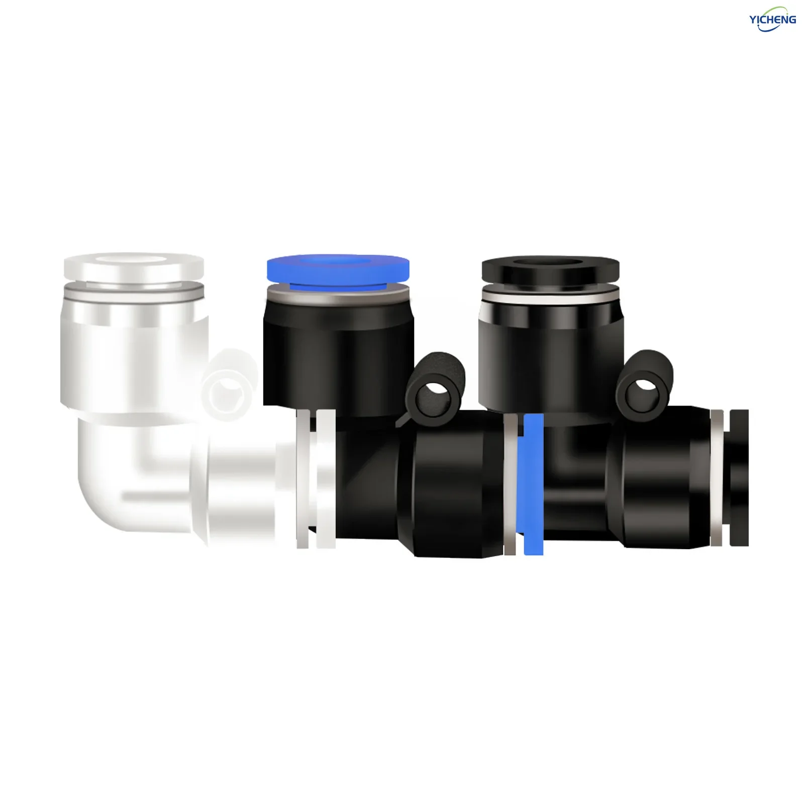 Колено соединителя шланга YICHENG PNEUMATIC 90 ° 2 способа 14–14 мм наружный диаметр трубки