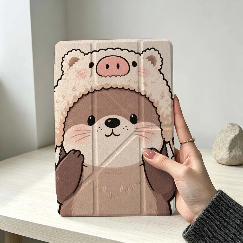Фото Мягкий складной чехол для планшетов Samsung Galaxy Tab S10 S9 S8 S7 S6 A11 A10 A9 FE Plus Lite Foldable 3Y с мультяшным изображением морской выдры №5