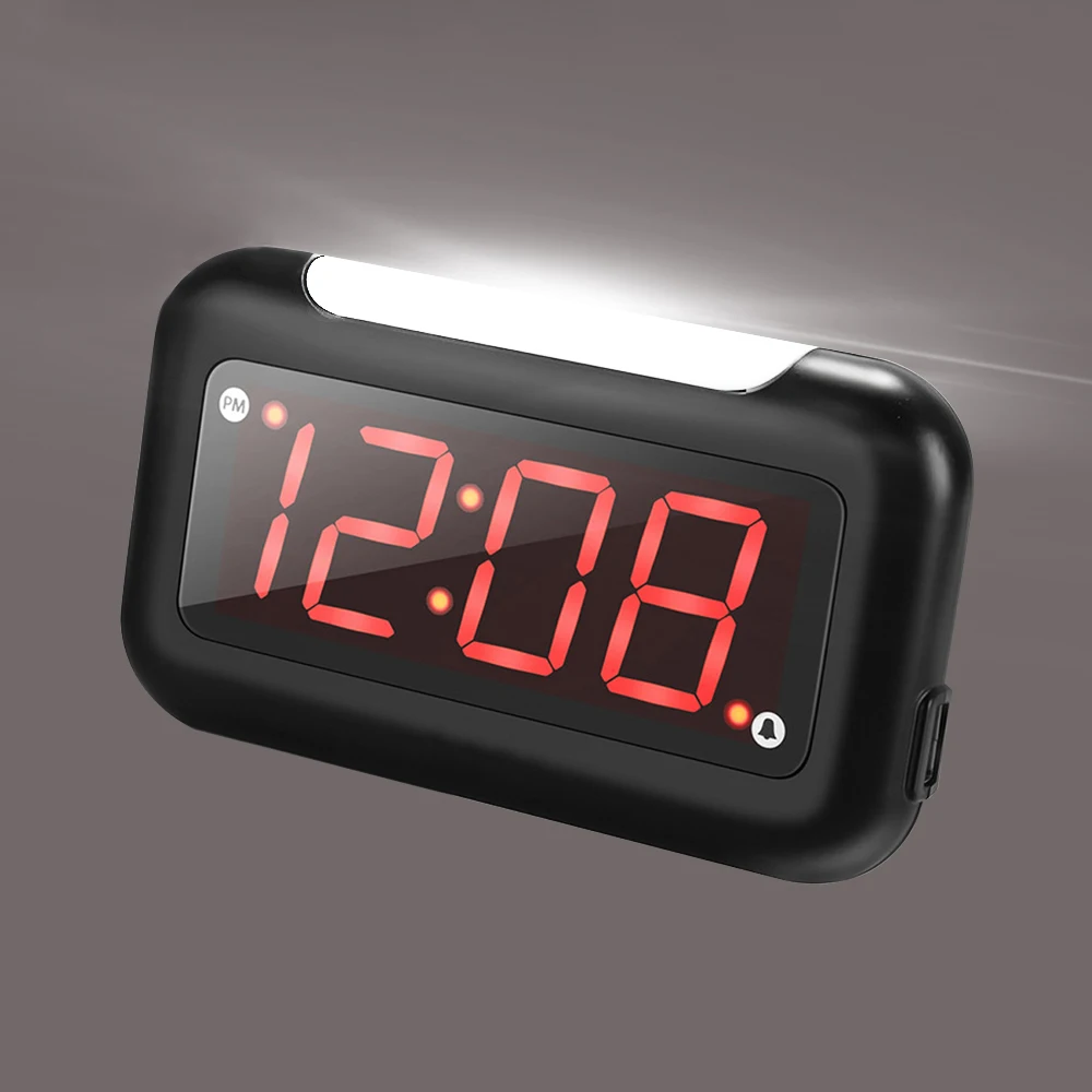 

US Plug Digital clock Night Light Alarm Usb Rechargeable Adjustable Volume Multipurpose Dimming Night Light Electronic Clocks