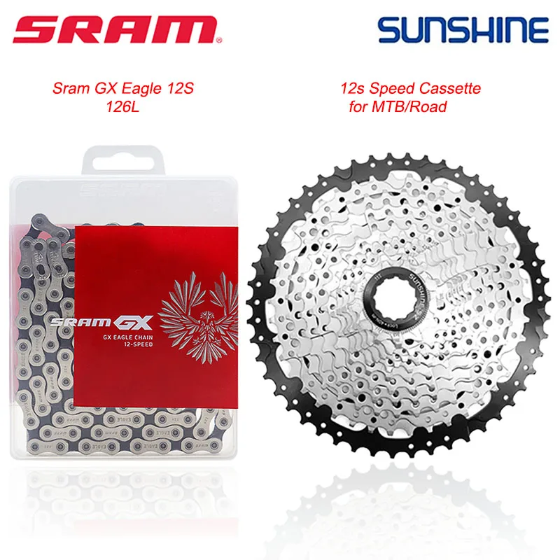 

Sram GX NX XX1 11/12S Speed Bike Chain Sunshine Cassette Sproket Set 11-28/32/36/40/42/46/50/52T MTB Bicycle 11/12V Kit Original