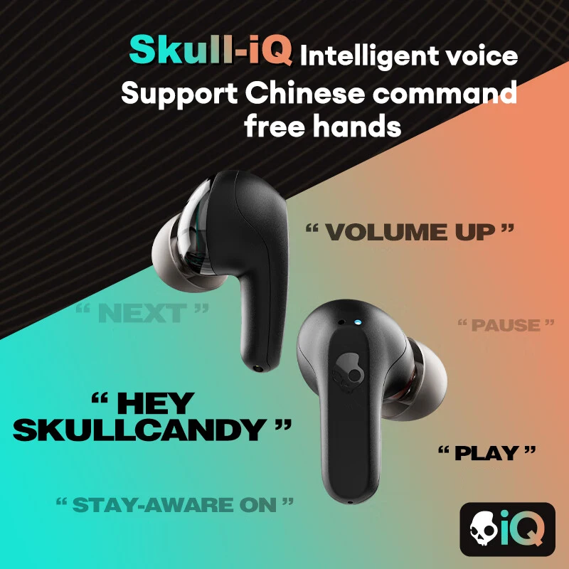 Фото Беспроводные Bluetooth-наушники Skullcandy RAIL Charm Bean, водонепроницаемые, для спорта на открытом воздухе, с микрофоном, 42 часа работы от батареи №5