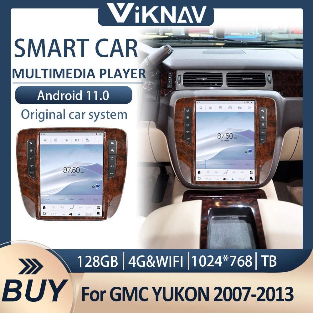 

Автомобильный радиоприемник с сенсорным ЖК-экраном 12,1 дюйма для GMC YUKON 2007-2013, беспроводной Carplay и android, GPS-навигация
