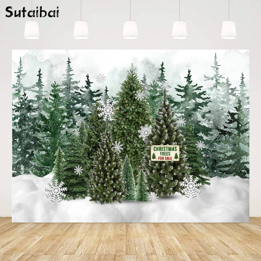 

Christmas Tree Forest Photography Backdrop Winter Snowfield Snowflake Photo Background Baby Birthday Portrait Photocall