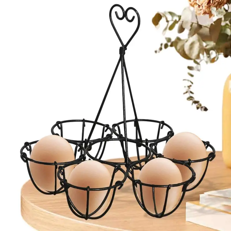 

Metal Egg Basket With Handle Metal Wire Egg Holder With Handle Kitchen Storage Supply Egg Display Rack For Countertop Tabletop