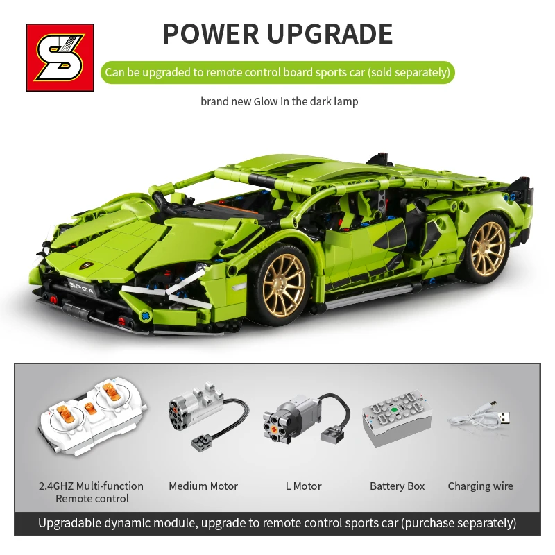 

SY BLOCK City Racing Car Super Remote Control Sports Vehicle Building Blocks Bricks DIY Assembly Toys for Kids Boyfriend Gifts