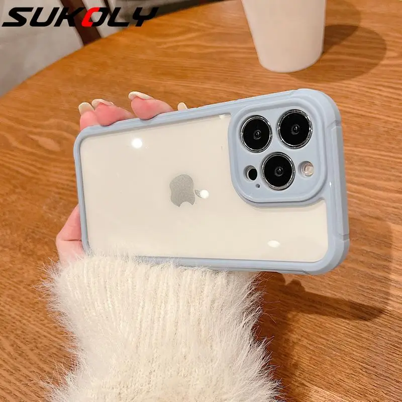 

For iPhone 13 12 11 Pro Max X XR XS Max Luxury Colorful Bumper TPU Phone Case Shockproof Lens Protection Hard Clear Back Cover