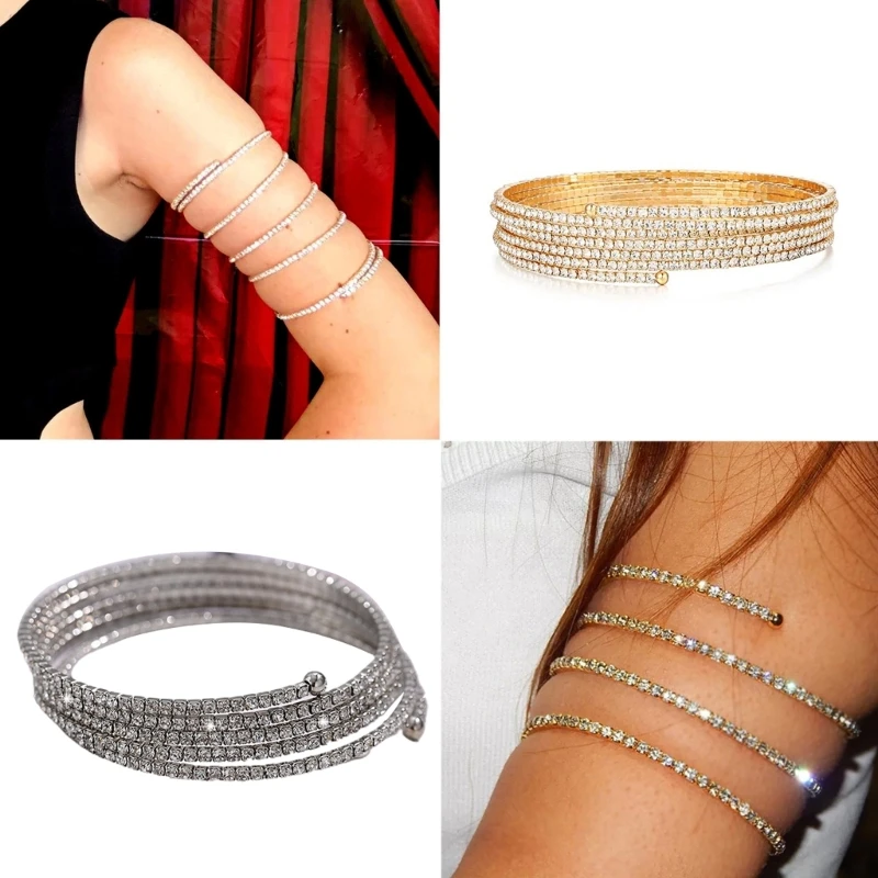 

Vintage Bangle Cuff Bracelet for Teen Girls Glistening Bendable Rock & Roll Sparkling Wrap Bracelet Halloween