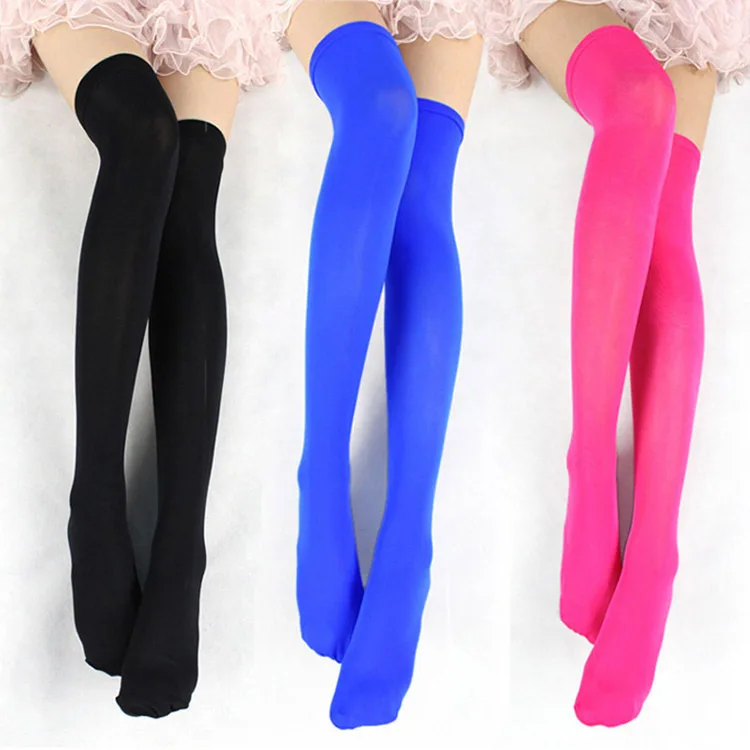 

Sexy Women Candy Color Thigh High Stockings Female Sexy Cosplay Warm Stockings Nightclub Elastic Stockings For Sexy Lingerie New