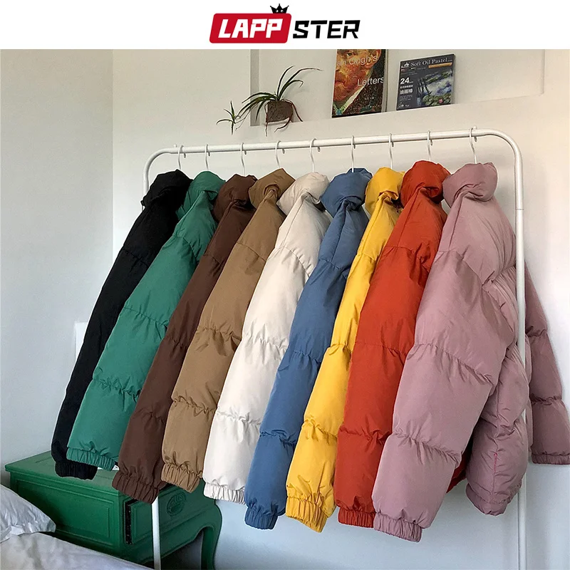 

LAPPSTER Men Harajuku Colorful Bubble Coat Winter Jacket 2023 Mens Streetwear Hip Hop Parka Korean Black Clothes Puffer Jackets