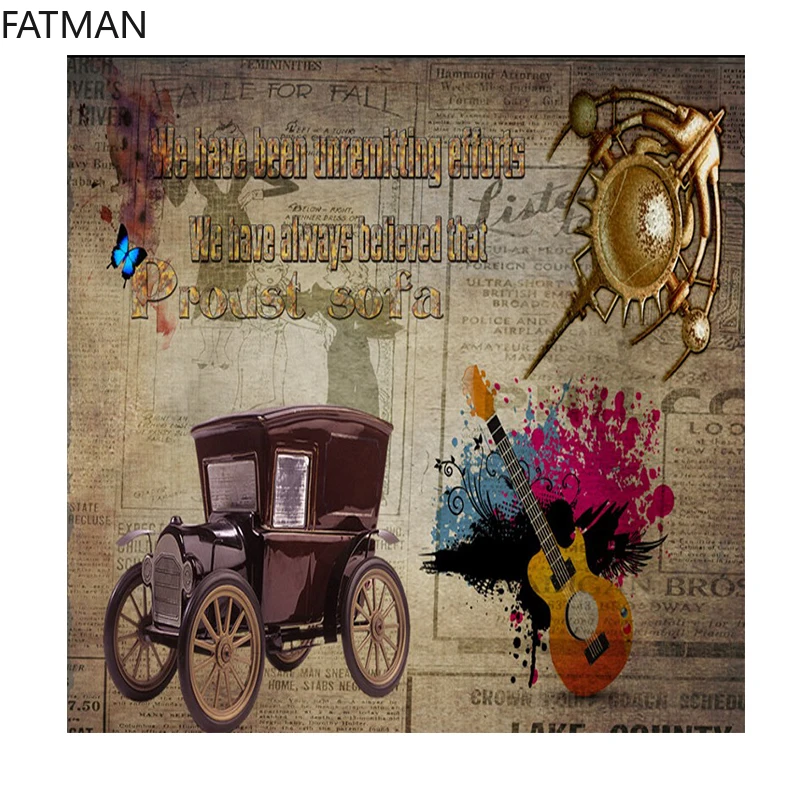 Фотообои FATMAN на заказ 3D Европейская ретро картина маслом автомобиль