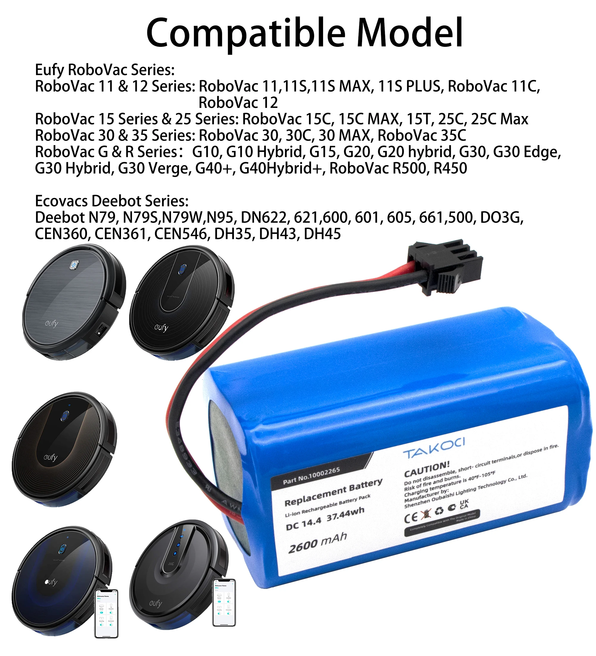 Сменная батарея для Ecovacs DH39 Deebot CEN546 DN622.21 DN622.11 Mirror CEN361 DN620 DN621 CEN360