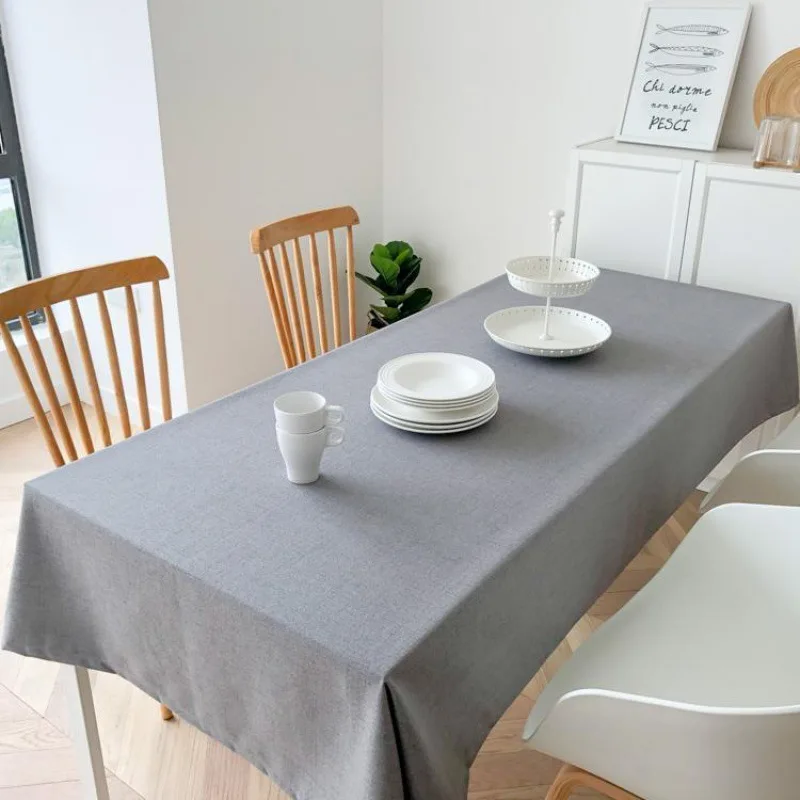 

Large Rectangular Tablecloth Solid Color Cotton Linen Tablecloth_Jes929