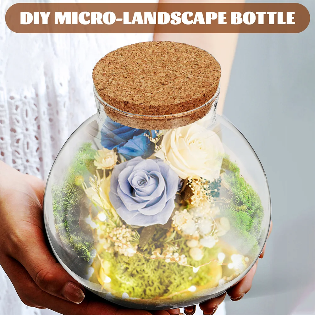 

Glass Canister Ecological Bottle Home Empty Micro Landscape Planter Cork Moss