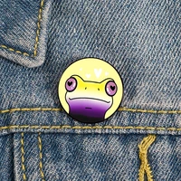 non binary frog cartoon pin custom cute brooches shirt lapel teacher tote bag backpacks badge gift brooches pins for women