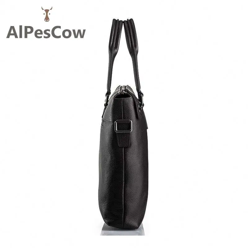 High Quality 100% Alps Cowhide Briefcase For Laptop Vintage Luxury Genuine Leather Messenger Bags Handbag With Shoulder Strap