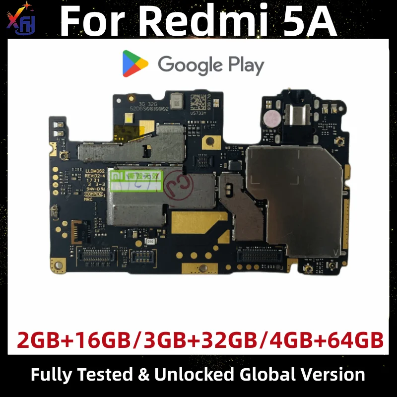 

Original Unlocked Motherboard For Xiaomi Redmi 5A Mainboard With Google APP Installed 16GB 32GB 64GB Global Version