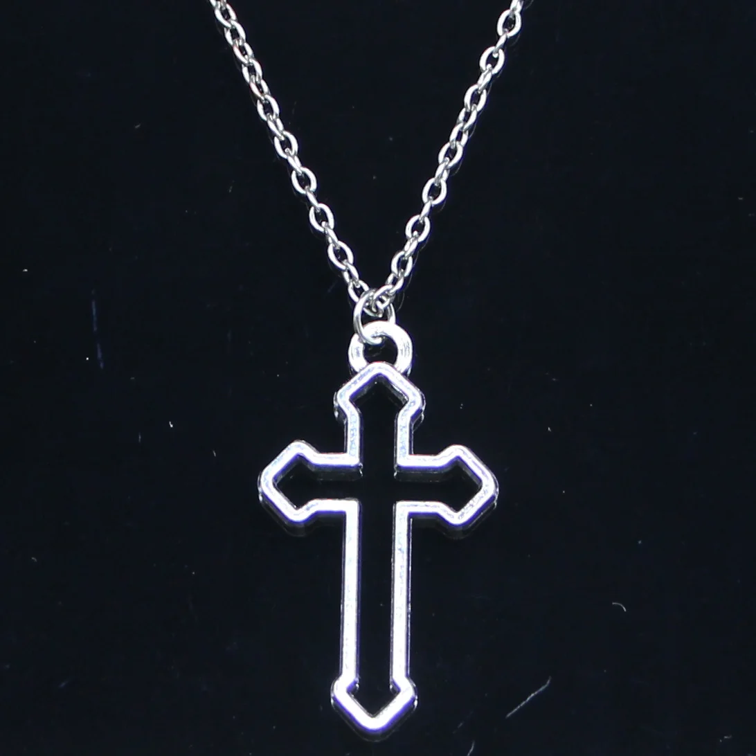 

20pcs New Fashion Necklace 38x22mm Hollow Cross Pendants Short Long Women Men Colar Gift Jewelry Choker