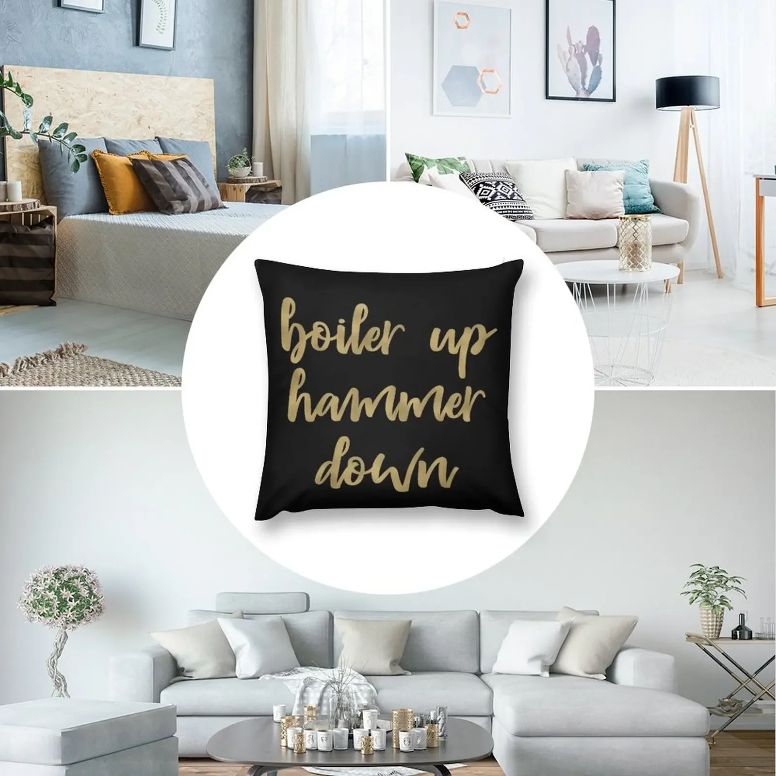 Котел Up Hammer Down Purdue Золотая фольга Декоративная подушка Диванные подушки