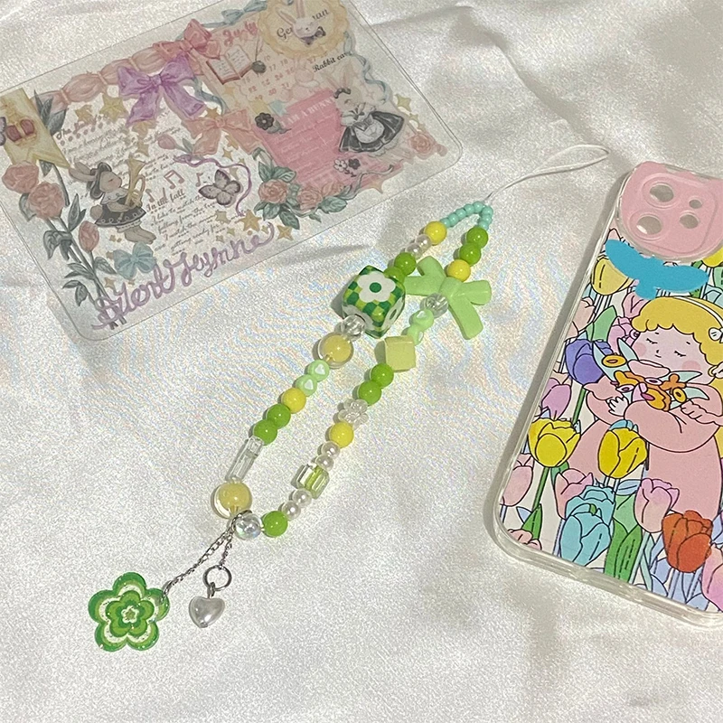 Boho Colorful Flowers Key Chain Ladies Fashion Cute Romantic Vintage Cool Keychain Charm Korea 90s Aesthetic Bag Phone Chain New