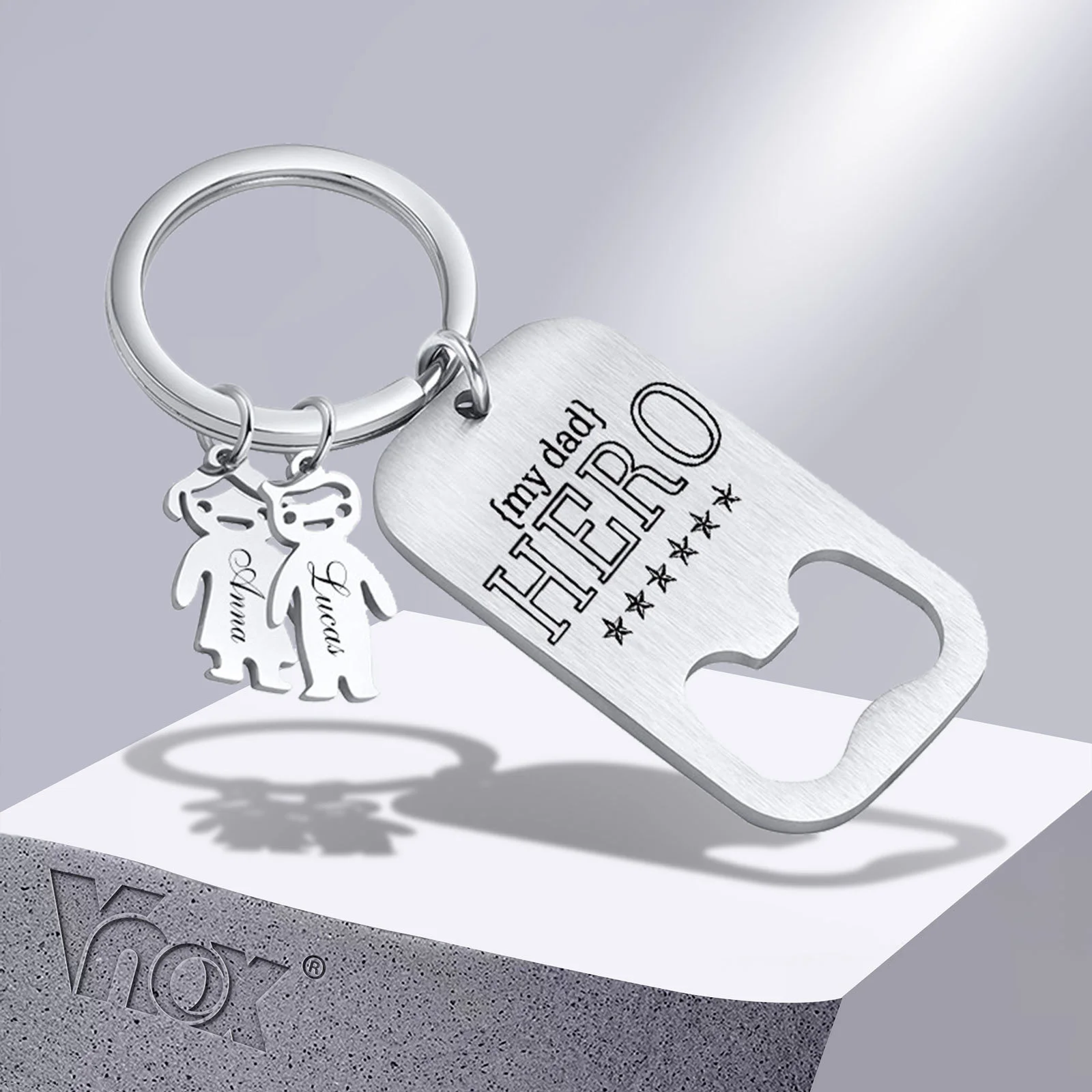 

Vnox Free Custom Bottle Opener Key Chains for Men Dad Gift Jewelry, Stainless Steel Boys Girls A-Z Initial Letter Charm Keyring