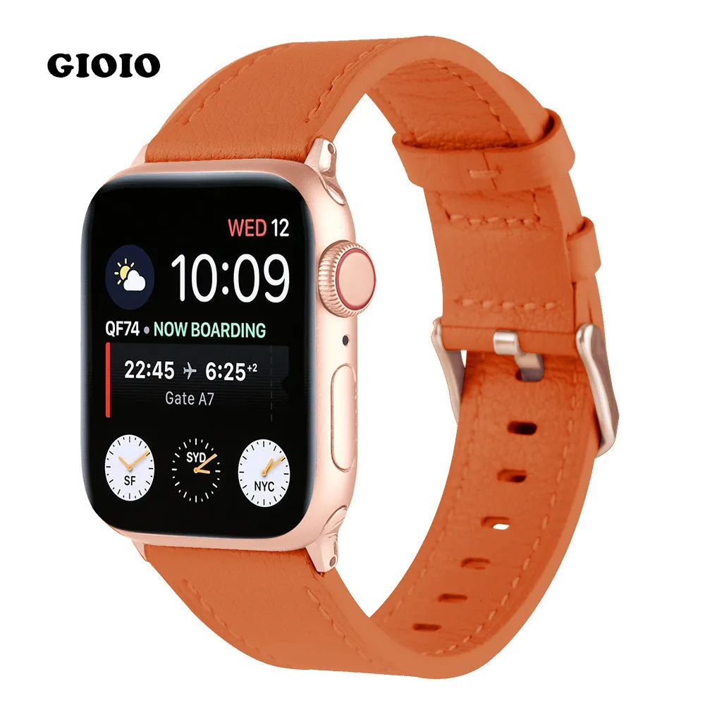 

Ремешок кожаный для Apple Watch Series 7 45 мм, роскошный браслет для iWatch 7 6 5 4 3 2 Se, 38 40 41 42 44 45 мм