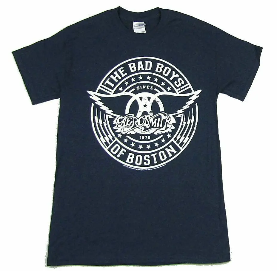 

Aerosmith Bad Boys Of Boston Skull Navy Blue T Shirt New Band Merch