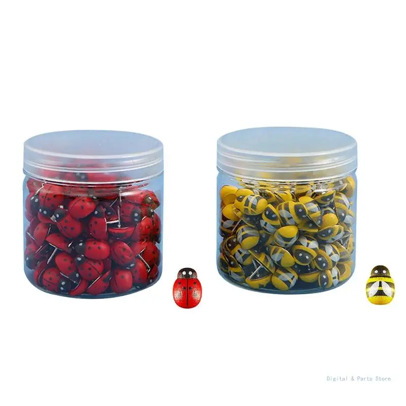 

M17F 50 Pcs for Creative Ladybug-like Bee-shaped Pushpins Set for Home DIY Photo Wall