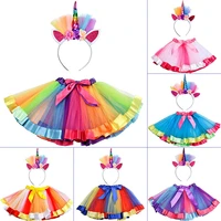 2 8 years old girls tutu tulle skirt cute mini princess pettiskirt party dance rainbow skirts