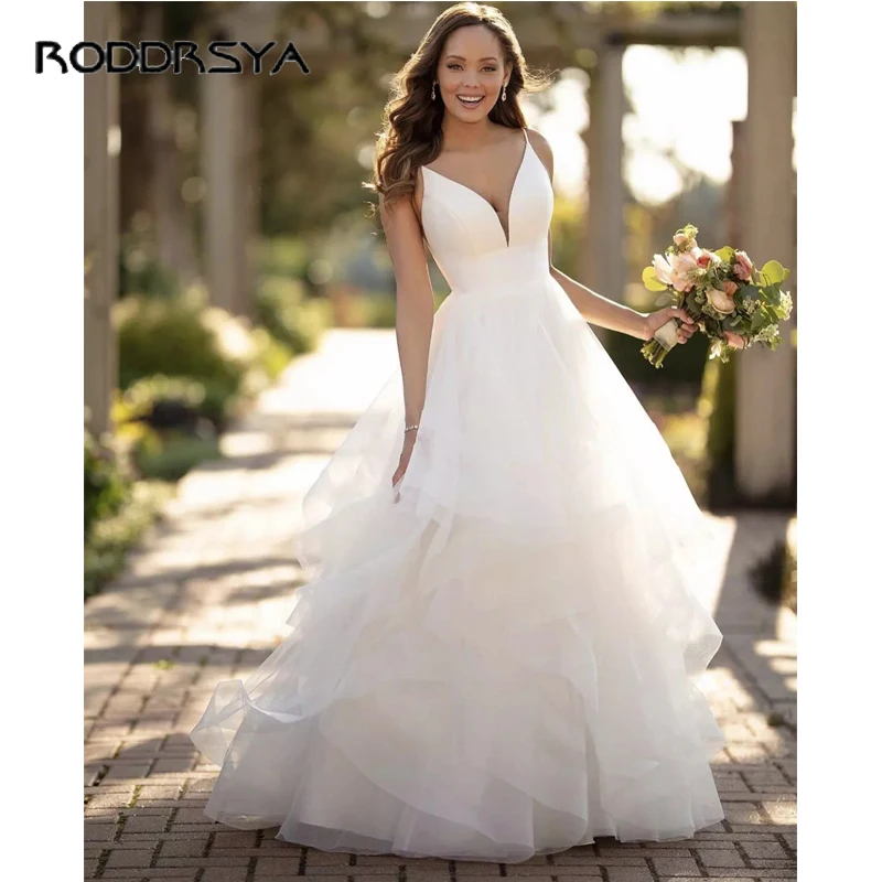 

Charming Spaghetti Straps Tulle Wedding Dresses For Women 2022 A-Line Backless Custom Made Civil Robe De Mariée Sweetheart