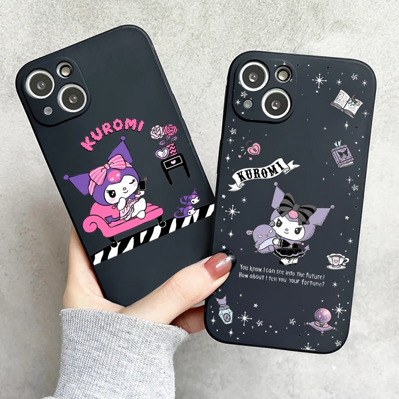 

Cartoon Kuromi Phone Case For Funda iPhone 11 12 13 Pro Max Mini X XR XS SE 2020 6 7 8 Plus Celular Back Soft Etui Carcasa