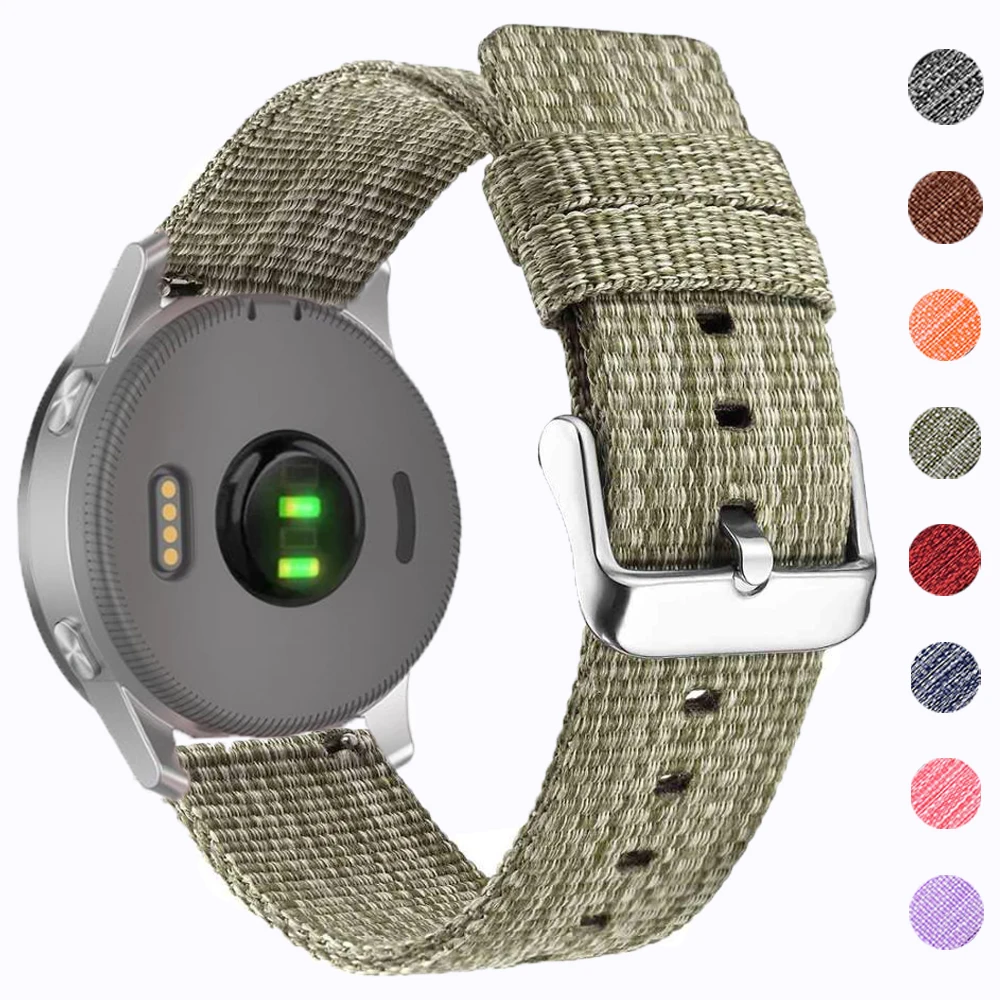 

18mm 20mm 22mm Strap for Garmin Vivoactive 4S/3s/HR Forerunner 645 935 Watch Band Thickened Nylon Strap Bracelet Replacement