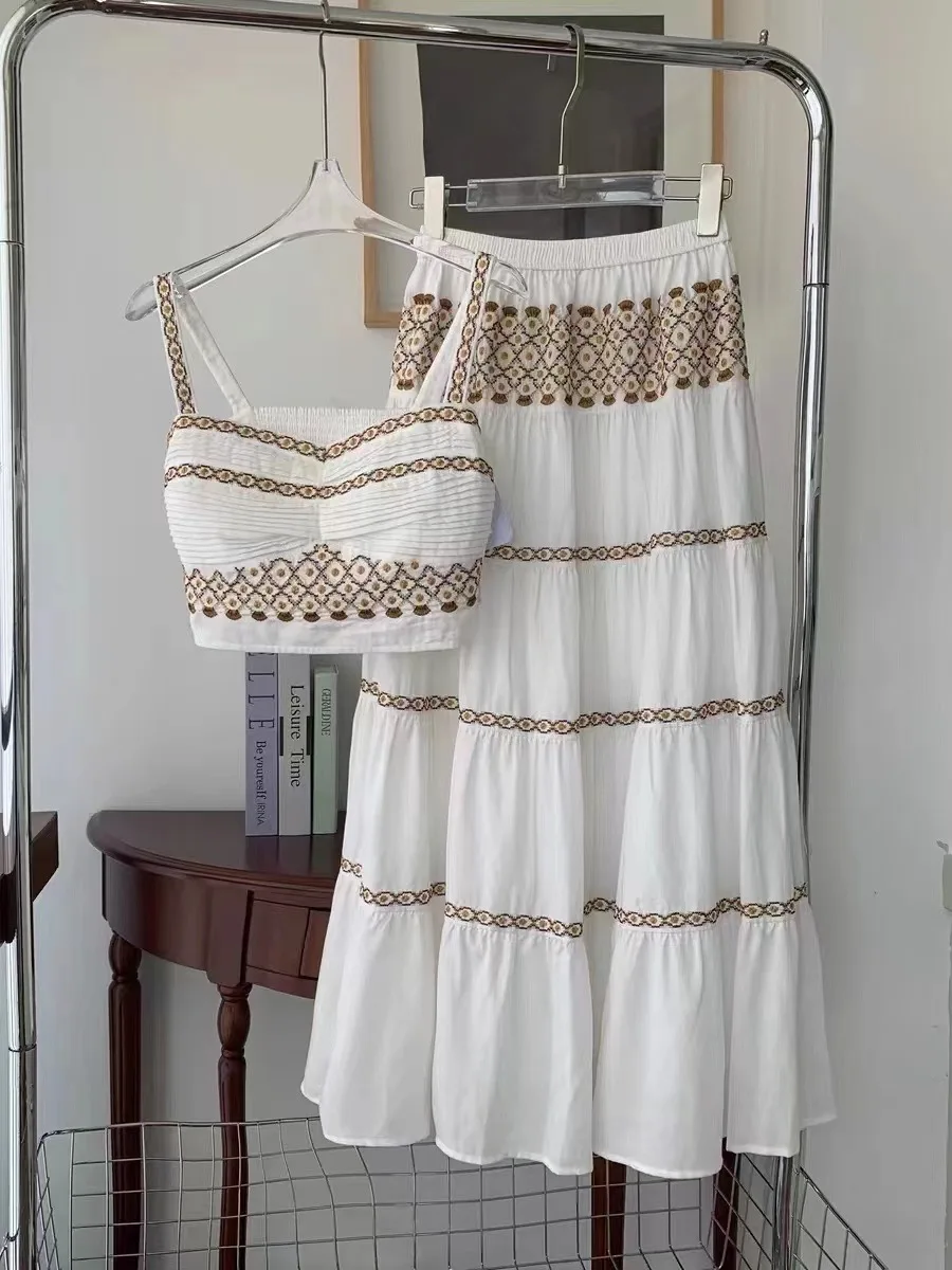 AELESEEN Дизайнерский модный комплект из 2 предметов Женский летний белый