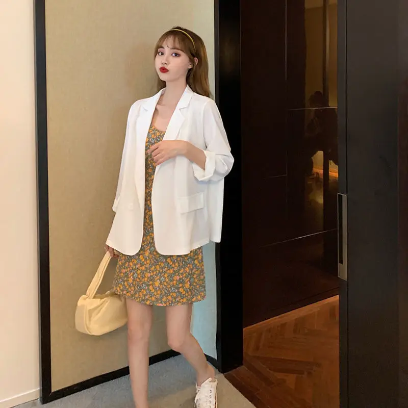 F GIRLS Blazers Women Loose Pockets Summer New White Thin All-match Streetwear Outwear Classic Double Breasted Mujer Office Lady