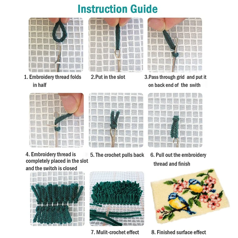 3D Цветок Птица защелка крючок ковер наборы печать на холсте для рукоделия