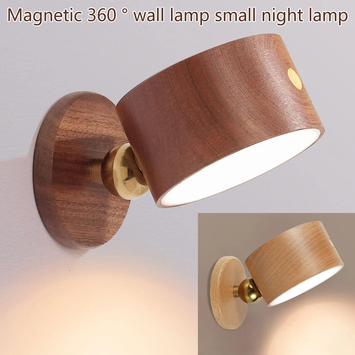 

USB Wooden Wall lamp Desk Lamp Touch Dimming LED Night Light 360° Rotating Eye Protection Atmosphere Magnetic Bedside Lamp